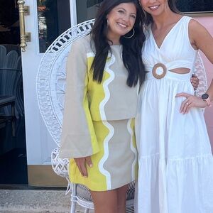 Tuckernuck Yellow and Cream Skirt & shirt set